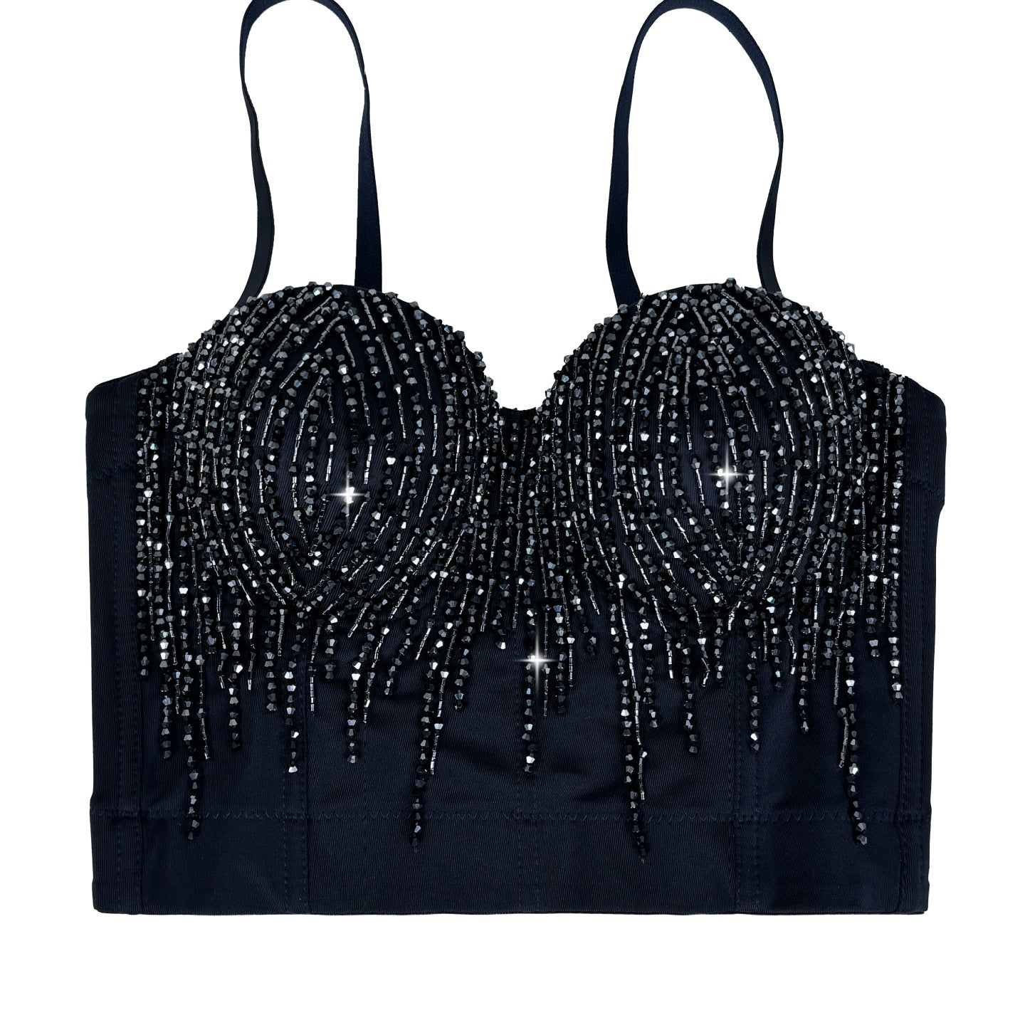 Elegant langry black beaded corset with intricate fashion design