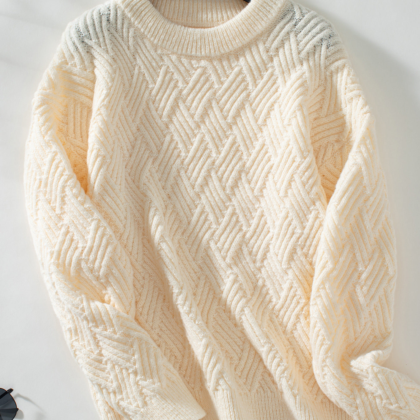 Winter Retro Crew Neck Langry Cable Knit Sweater