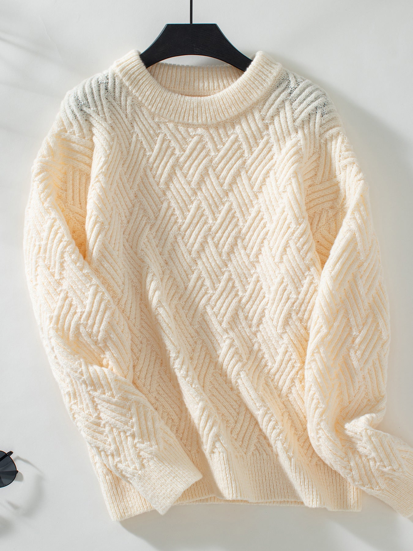 Winter Retro Crew Neck Langry Cable Knit Sweater