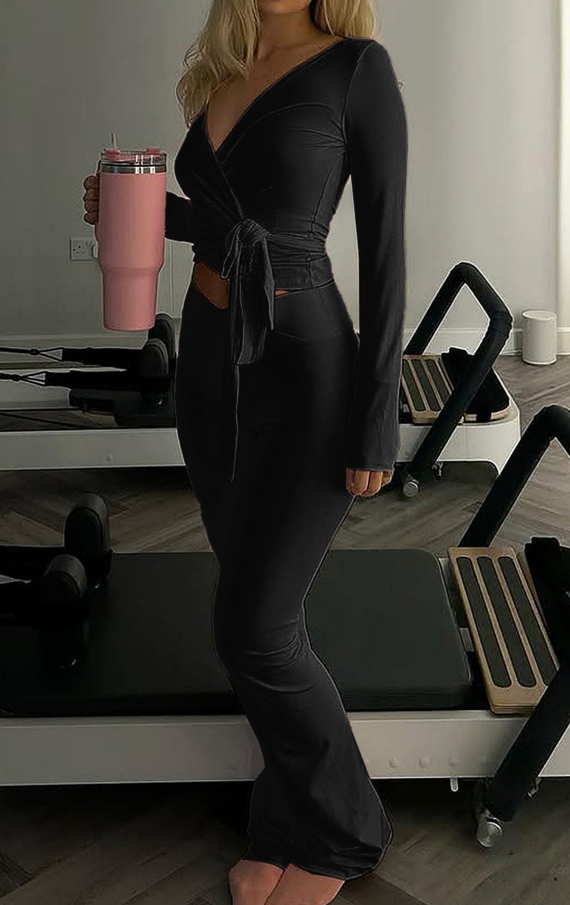 Pink insulated tumbler with silver lid and straw, langry fashion accessory for yoga sets