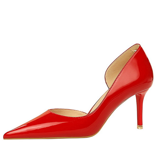Shiny Patent Leather Side Hollow out High Heels