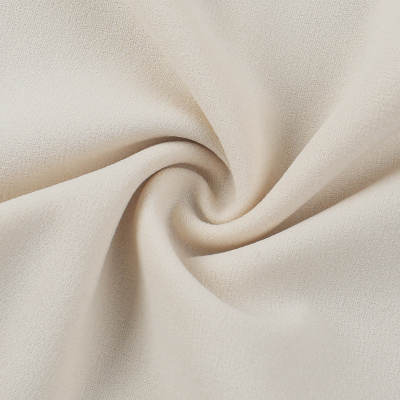 Beige fabric swirl showcasing the Elegant Slim Fit Lace Dress in sophisticated fashion