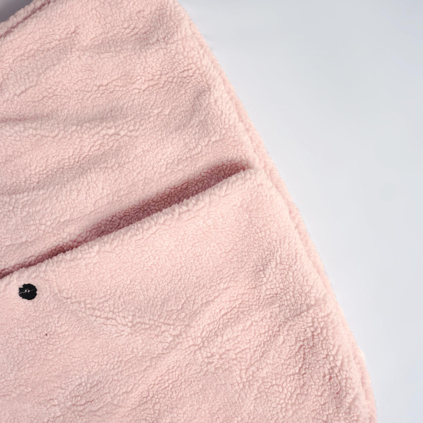 Pink sherpa blanket with pocket from Fur Collared Plush Long Coat for elegant fashion style