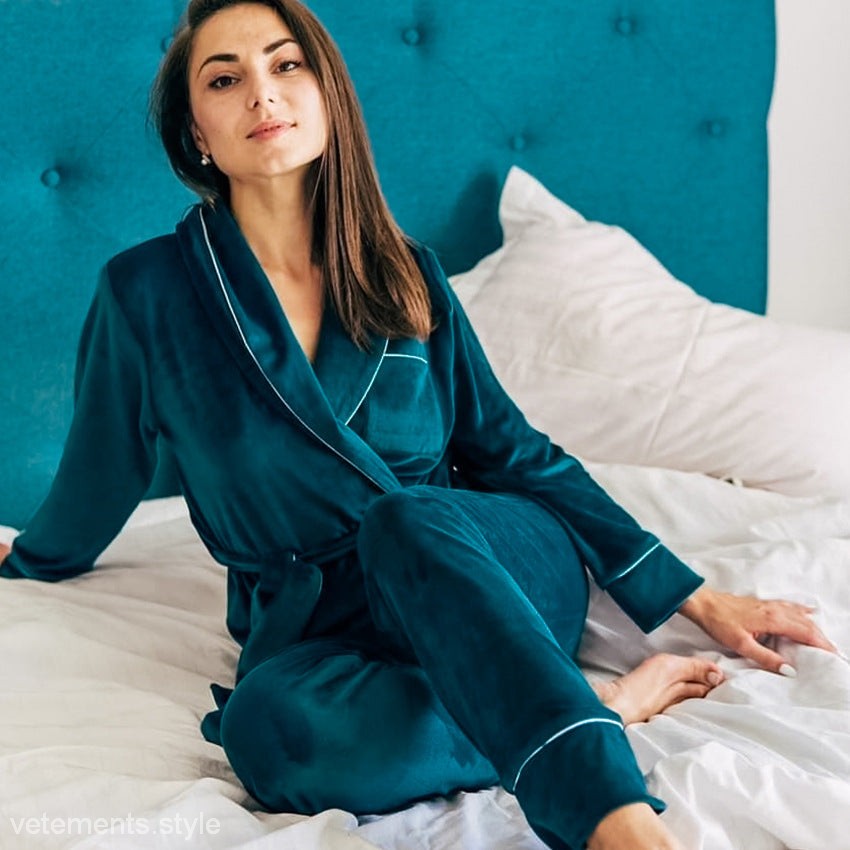 Teal velvet pajama set showcasing luxurious Velvet Warm Pajamas for ultimate comfort