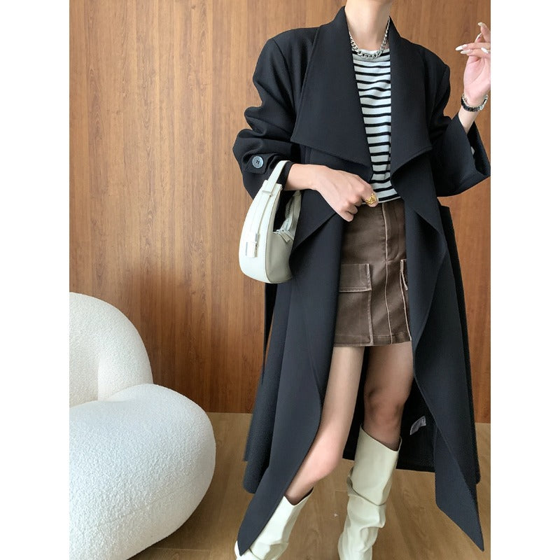 Elegant black trench coat outfit from Cozy Long High End Coat, perfect for fashion and ملابس