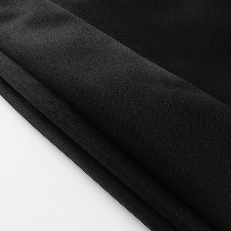 Folded black fashion fabric for elegant summer line dress in a stylish backless design