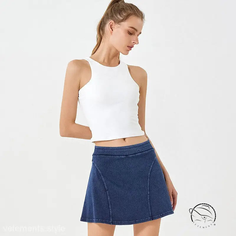 COMFY YOGA TOP & DENIM YOGA SKIRTS-VETEMENTS