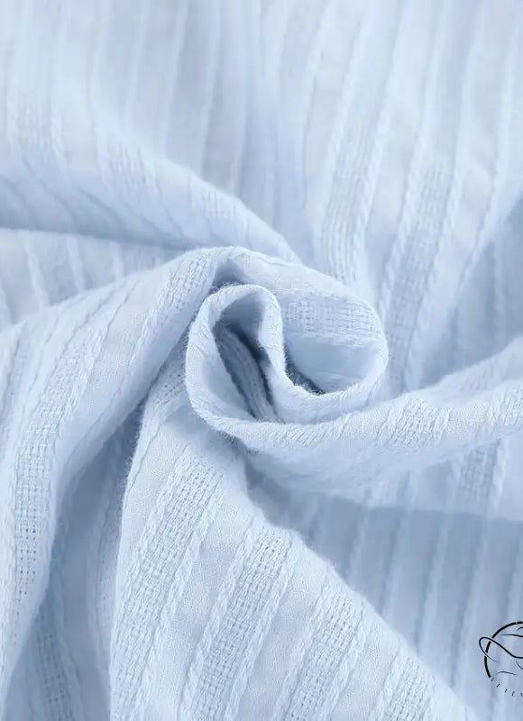 Light blue ribbed knit pure cotton home wear long sleeves cardigan set