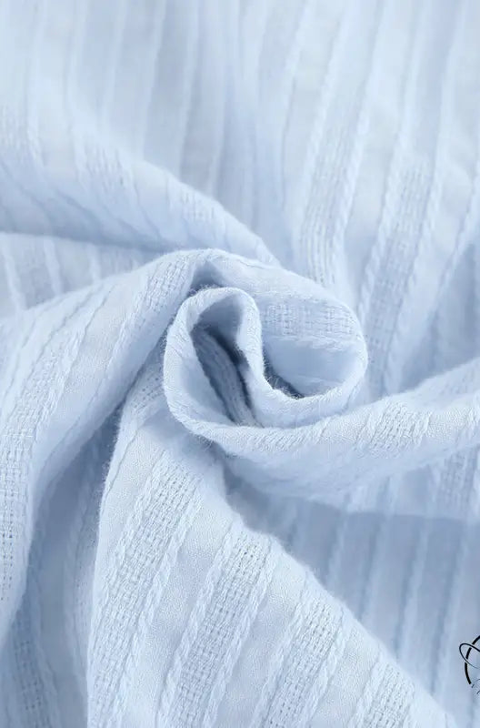 Light blue ribbed knit pure cotton home wear long sleeves cardigan set