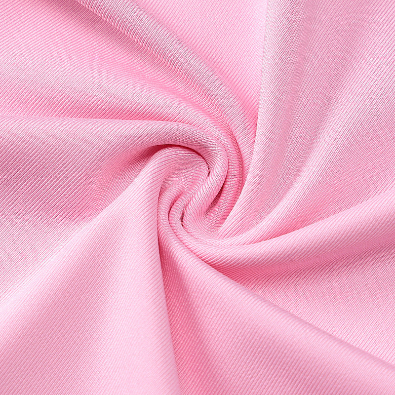 Pink fabric twisted in a spiral pattern for Summer Women Clothing two-piece set suit