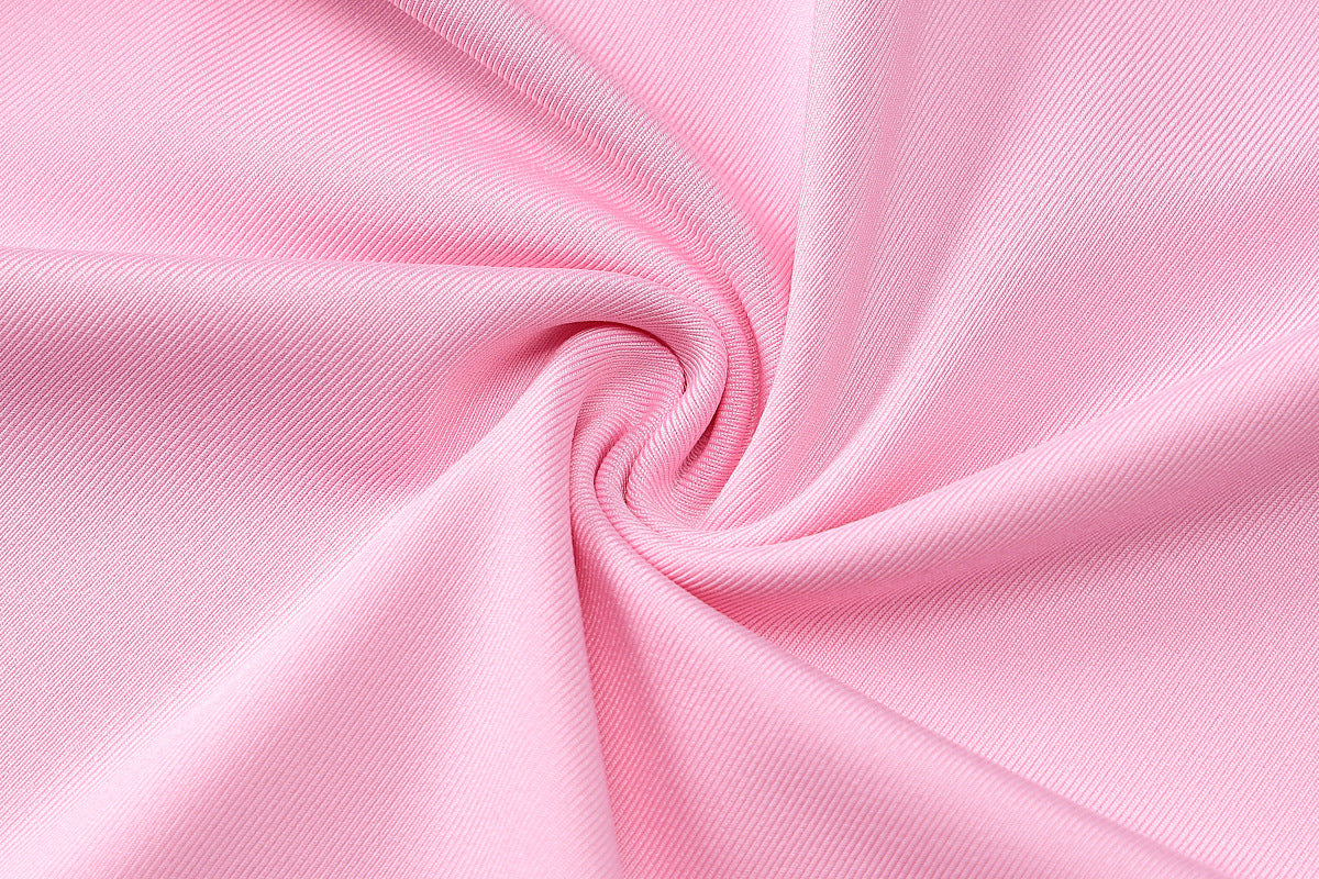 Pink fabric twisted in a spiral pattern for Summer Women Clothing two-piece set suit