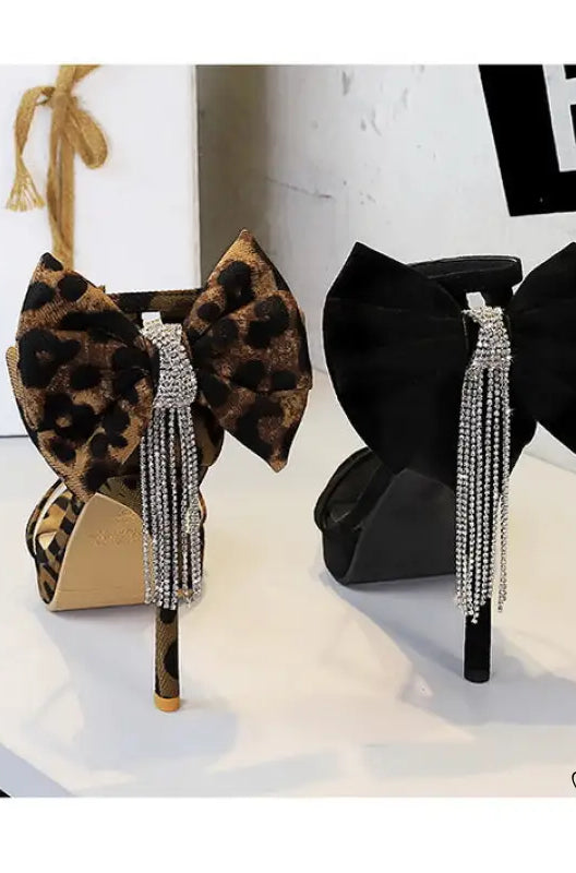 Cocktail Open Toe Platform Rhinestone Back Bowknot High Heel