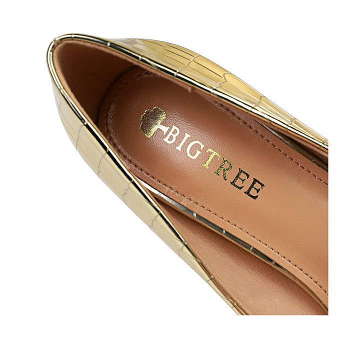 Metal Stone Pattern Retro High Heels