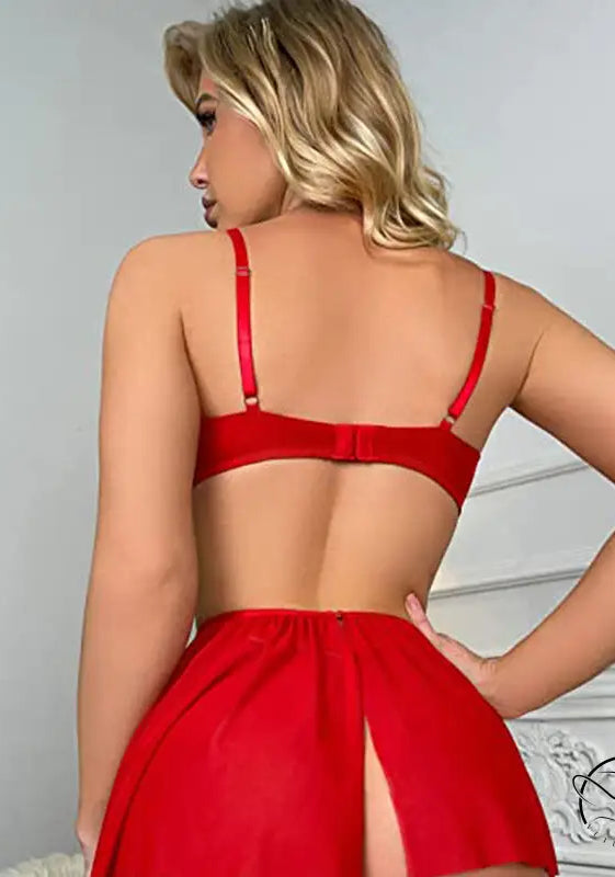 Cute Embroidered Suspender Lingerie Set