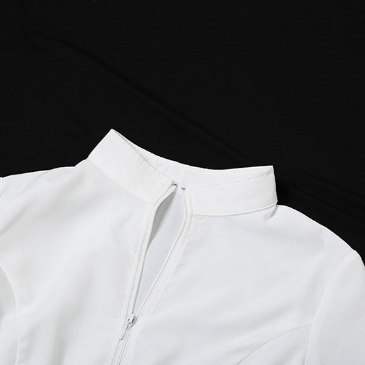 Summer Women Clothing Casual Trend Long Sleeve Zipper Waist Controlled Top Short Skirt Two Piece Set