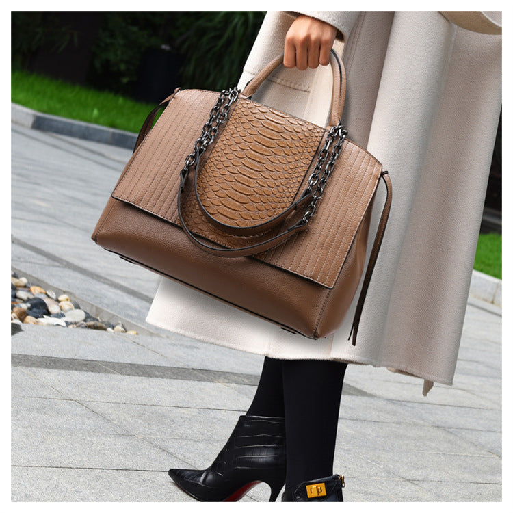 Langry fashion crocodile pattern stylish shoulder handbag with snakeskin design