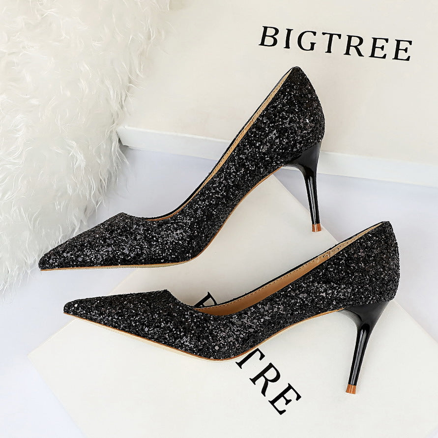 Sparkly Black High Heels ideal for Langry fashion and stylish ملابس choices