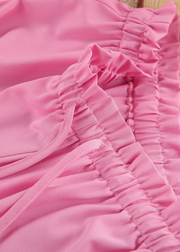 Langry fashion pink ruffled shorts in casual pajamas