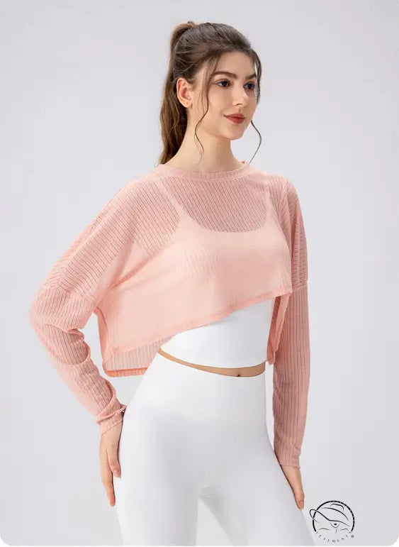 Women Yoga Blouse Long Sleeve Lightweight Breathable Workout Top Loose Outdoor Running Casual Sports