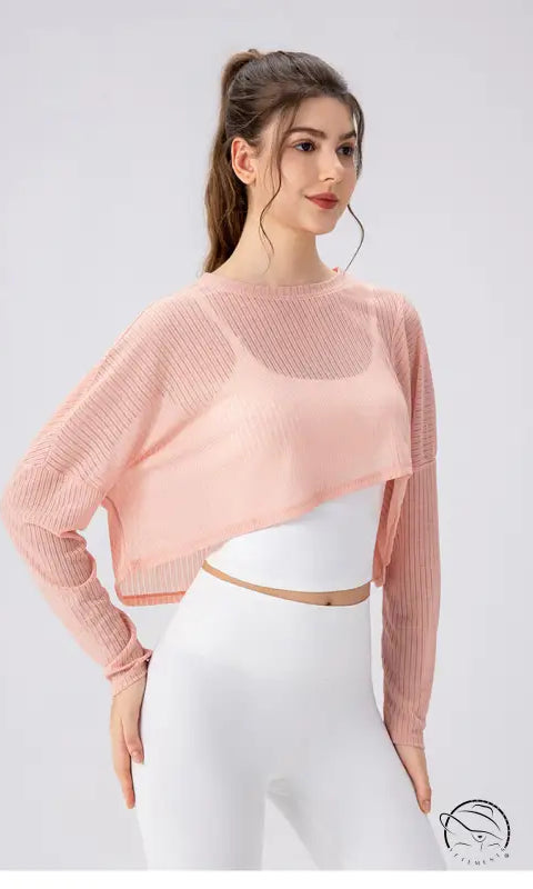 Women Yoga Blouse Long Sleeve Lightweight Breathable Workout Top Loose Outdoor Running Casual Sports