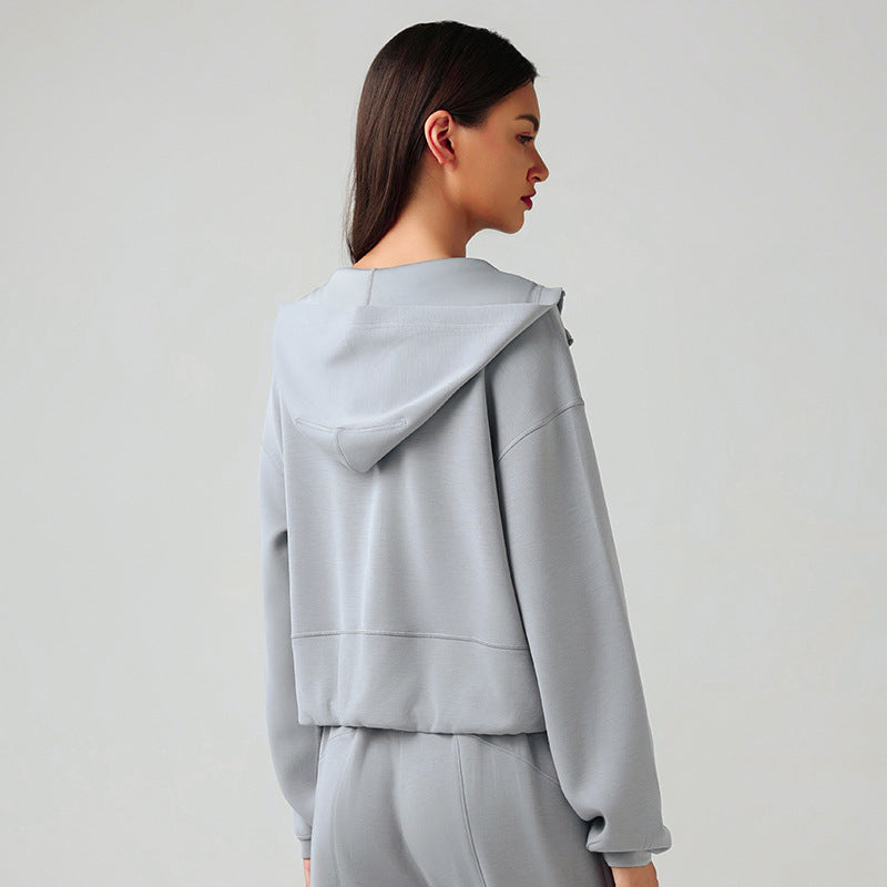 Gray hooded sweatshirt in Langry fashion, ideal for autumn winter casual wear