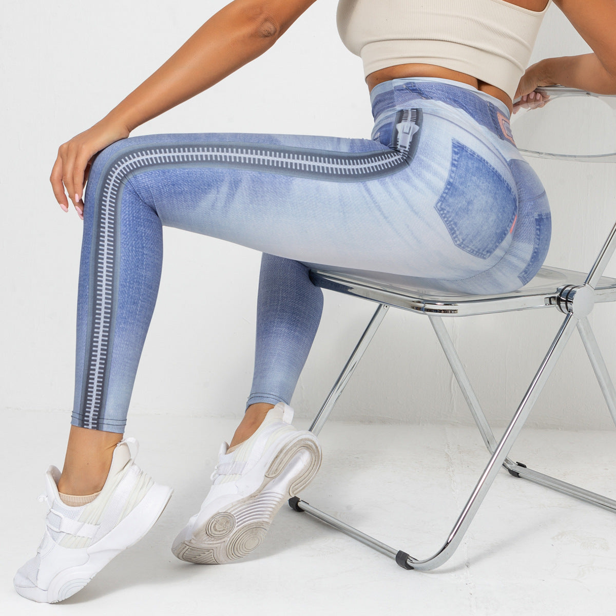 Denim Blue Tight High Elastic Quick Drying Yoga Pants