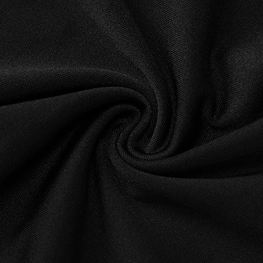 Black fabric with swirling pattern on Backless Long Sleeves Bell Bottom Pants Slim Fit