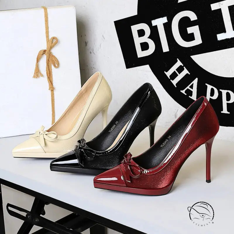 Stitching Pointed Toe Cocktail High Heel