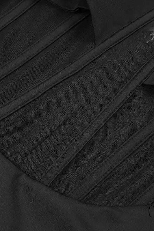 Black pleated maxi dress with rhinestone accents in Langry fashion