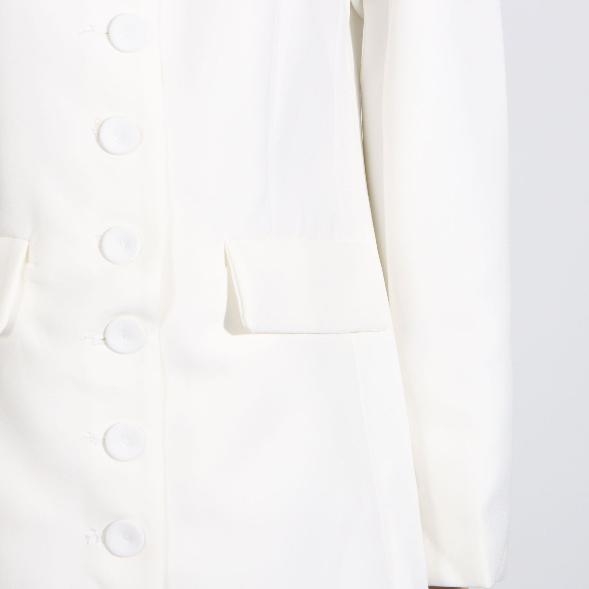 White buttoned blazer paired with Summer off Shoulder Floral Dress for trendy fashion ملابس