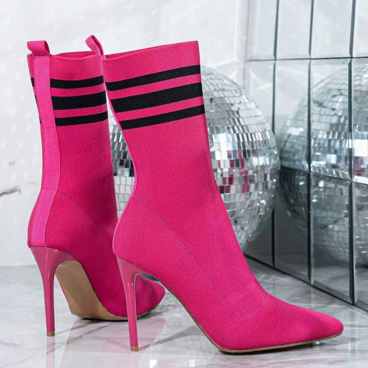 Skinny Boots Socks High Heel