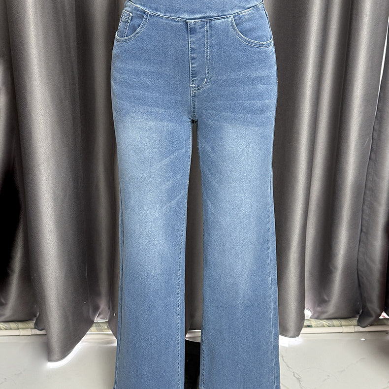 High-waisted wide-leg denim pants in Loose Casual Jeans for stylish fashion ملابس