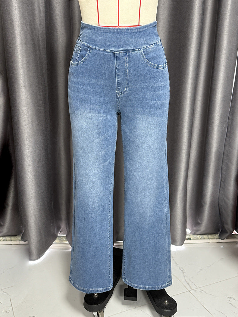 High-waisted wide-leg denim pants in Loose Casual Jeans for stylish fashion ملابس