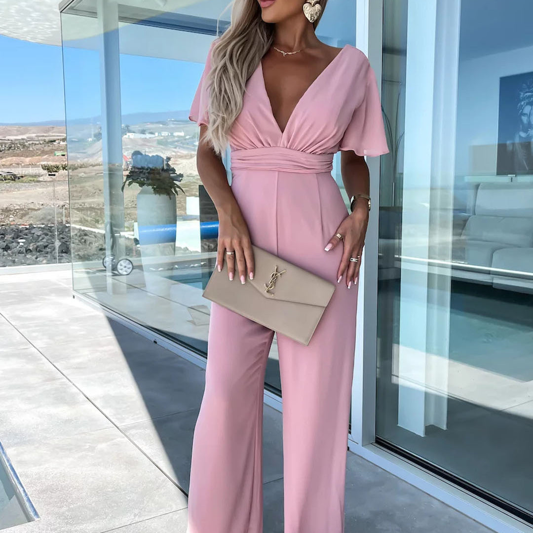 Pink wide-leg jumpsuit from Casual One Piece Trousers, ideal for Langry fashion ملابس