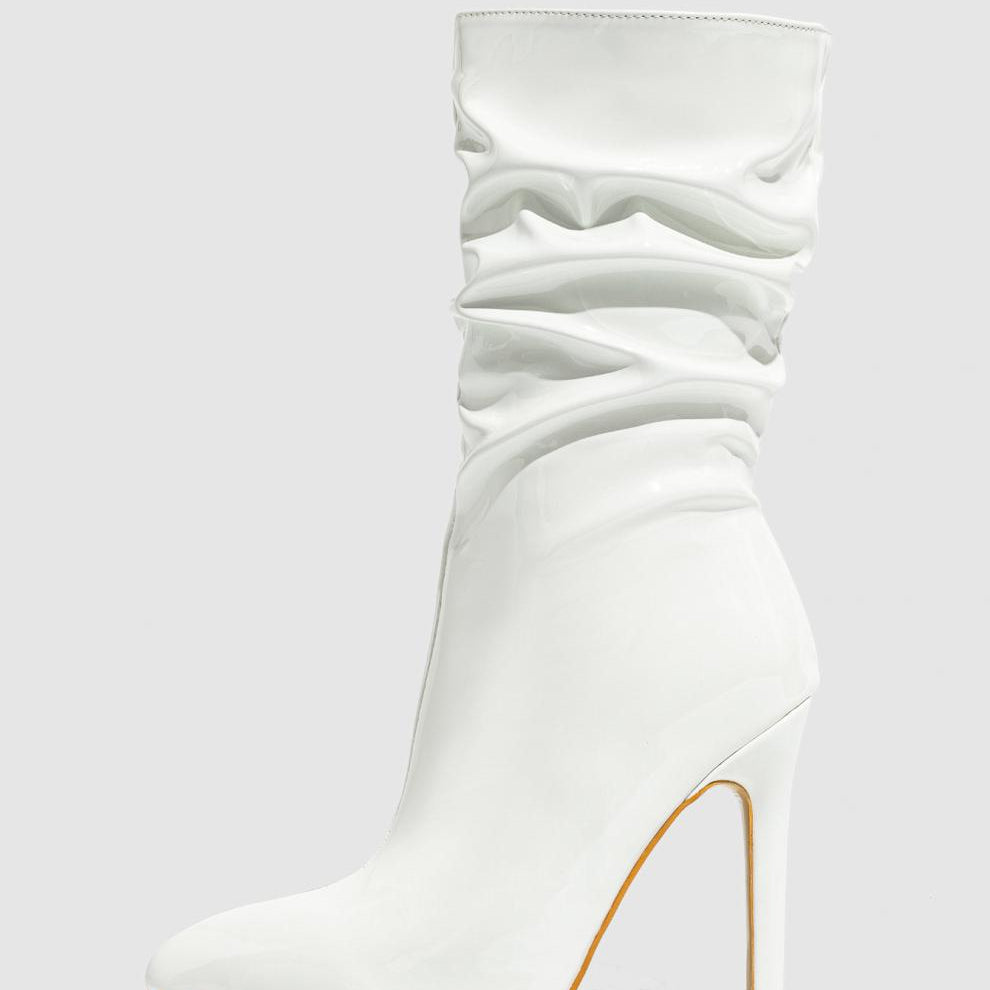 Leather Shoes Short High Heel Riding Boots