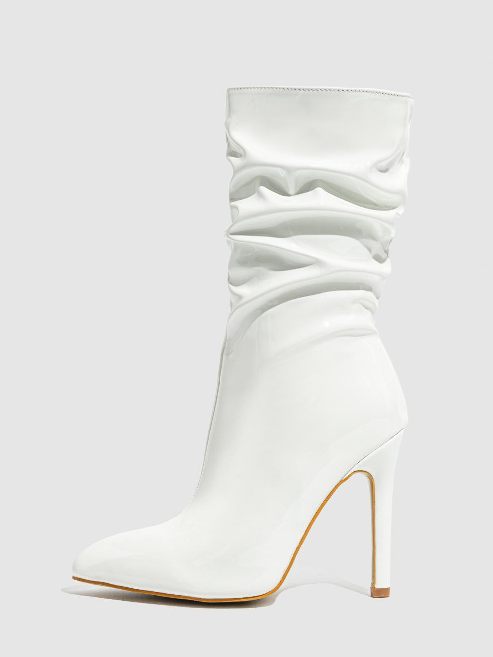 Leather Shoes Short High Heel Riding Boots