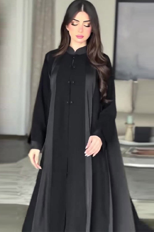 Spring arrival loose black abaya maxi dress with long sleeves