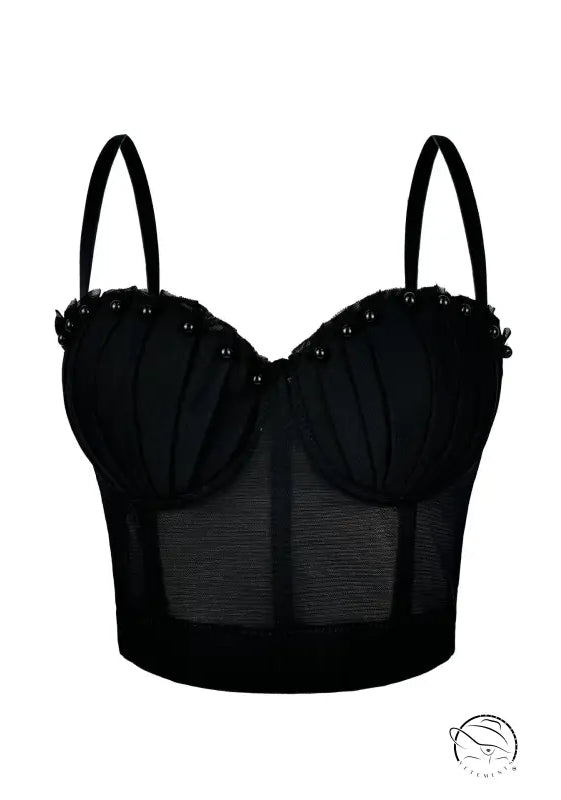 Beautiful langry fashion mesh pleated boning corset with beaded details