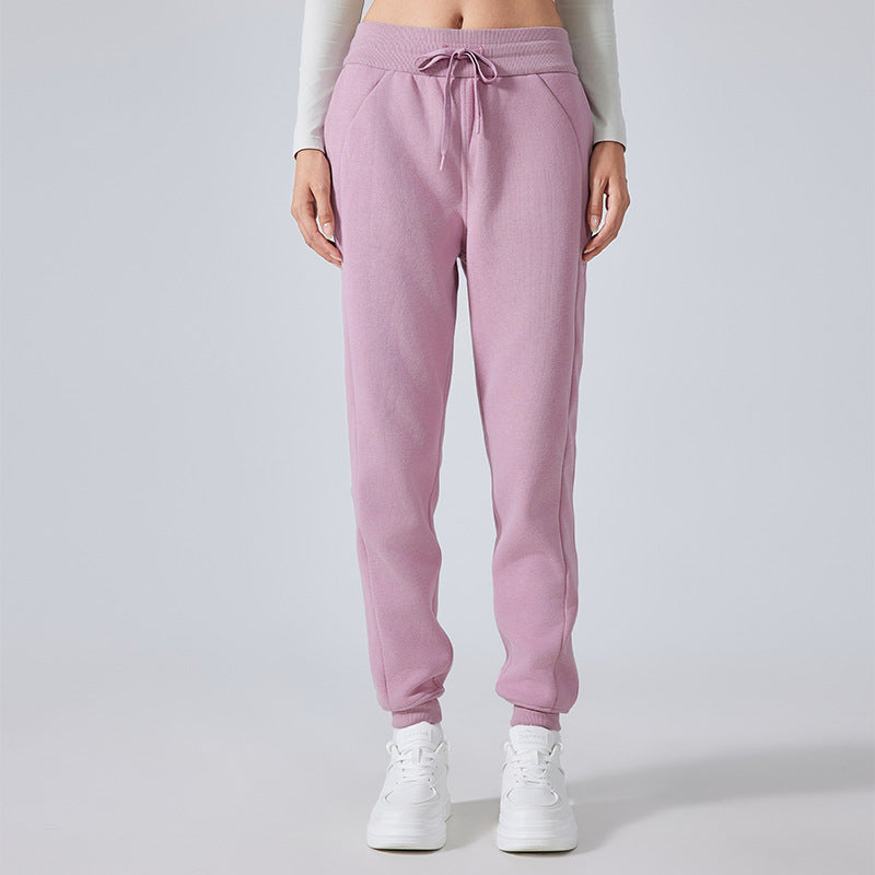 Pink drawstring jogger sweatpants with elastic cuffs for women’s casual fashion ملابس