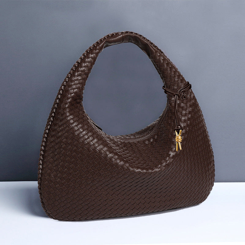 Brown woven leather hobo bag for casual fashion; perfect for ملابس by Langry