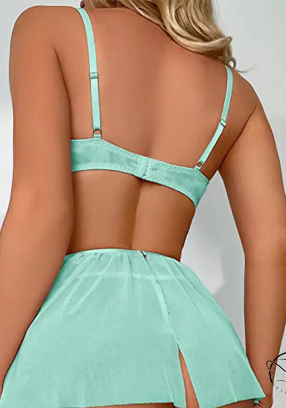 Cute Embroidered Suspender Lingerie Set