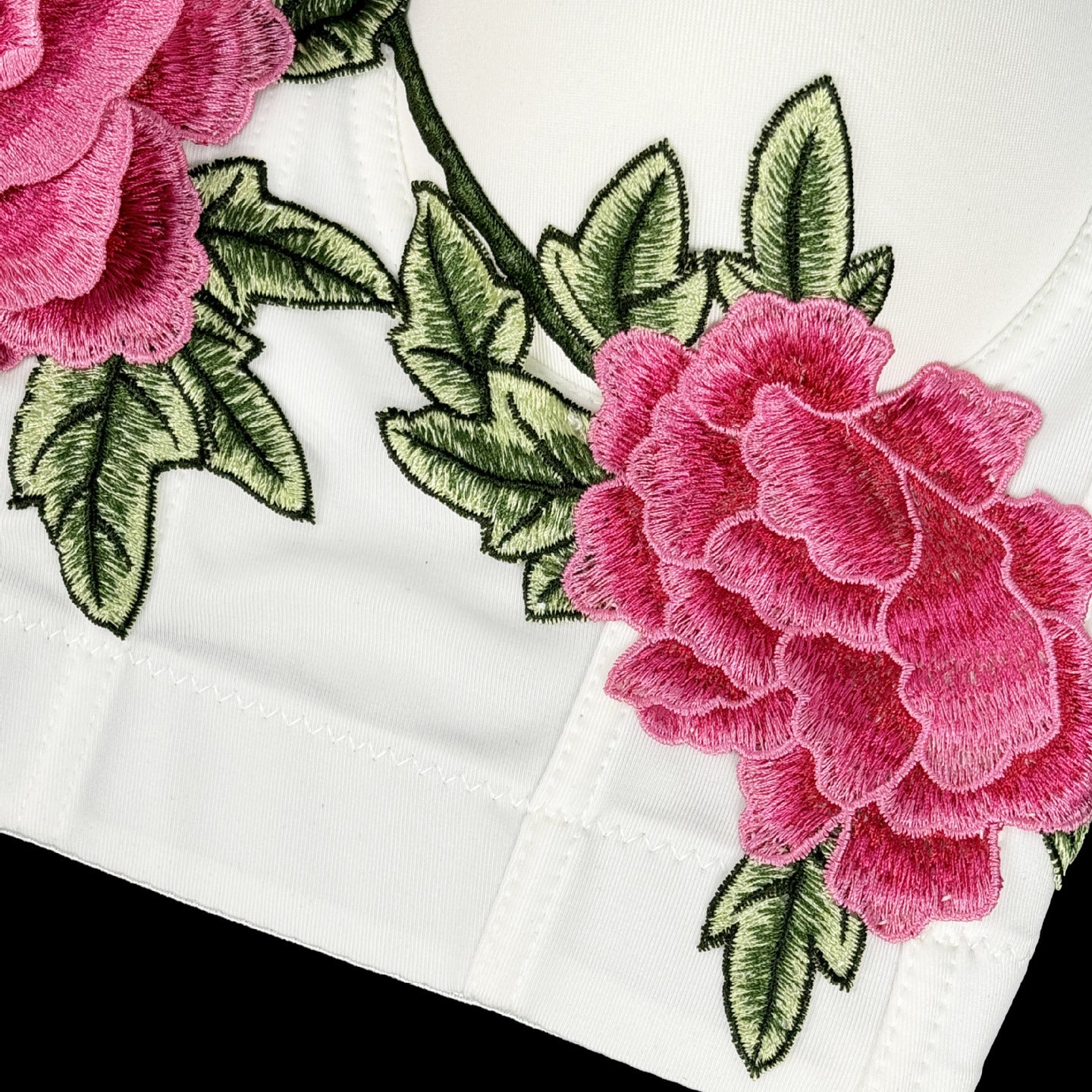 Pink peony embroidered langry fashion pillowcase with green leaves