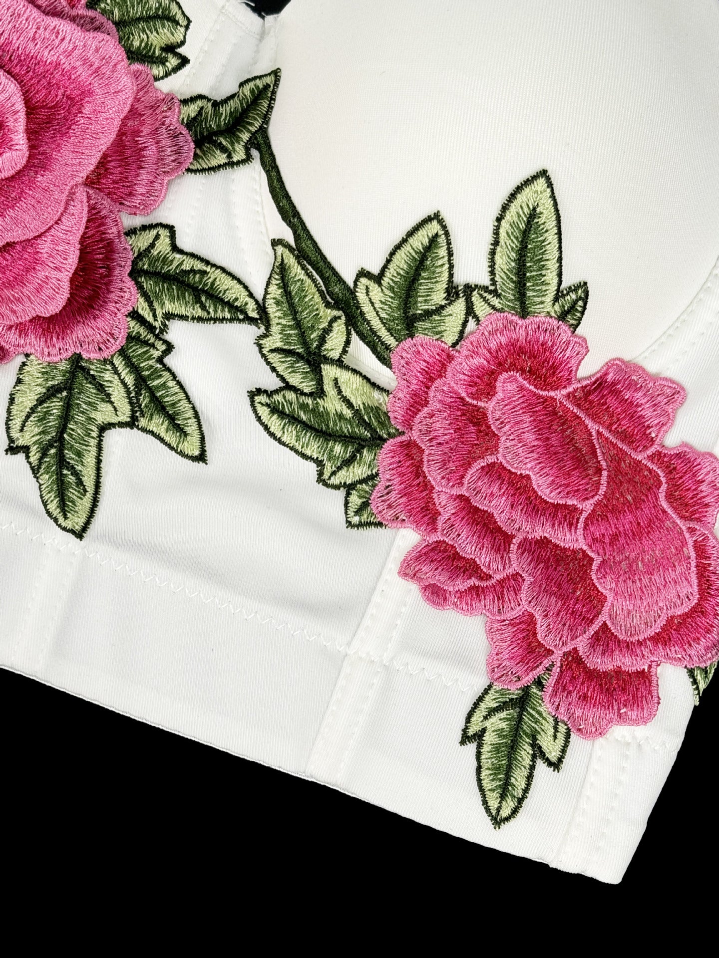 Pink peony embroidered langry fashion pillowcase with green leaves