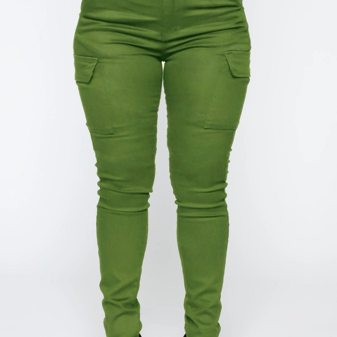 Green cargo pants with black stretch belt from Casual Skinny Stretch Belt Sports Pants collection