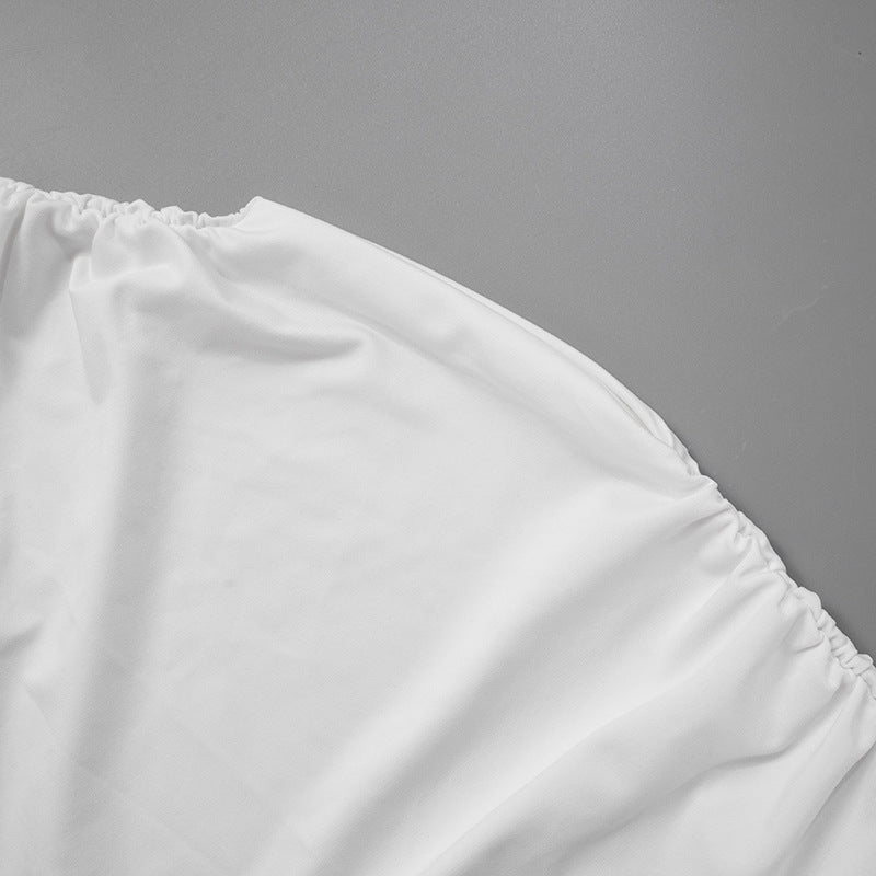 White fabric with gathered edges in a Women’s Summer Solid Color Fashion Vest Top