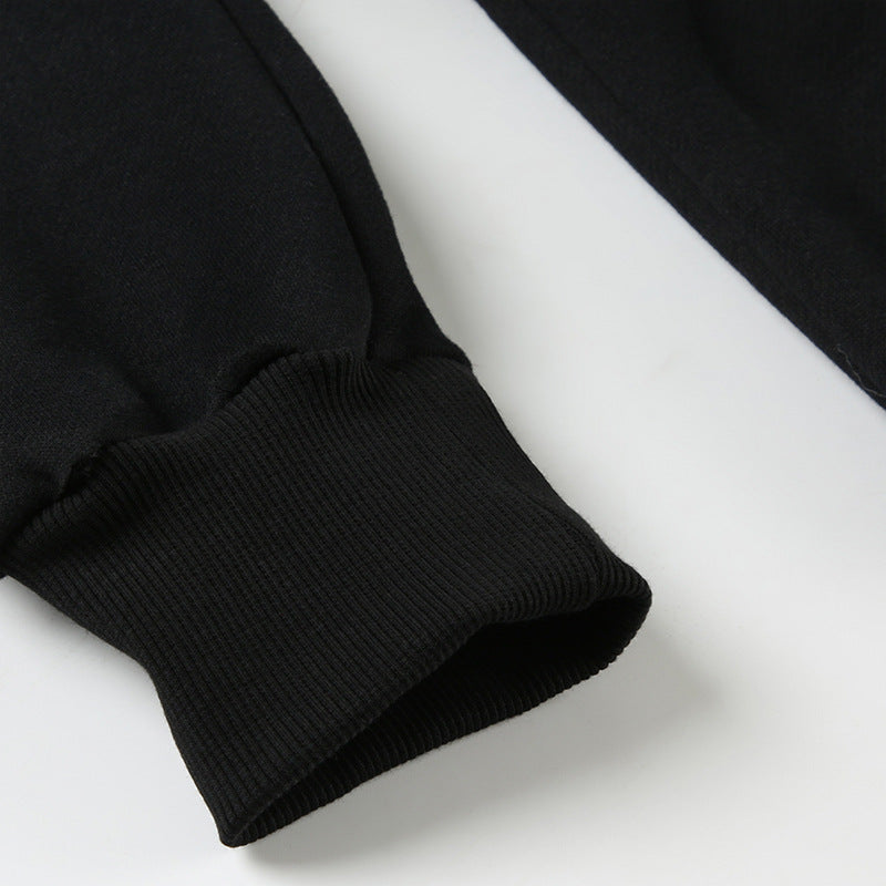 Black ribbed cuff of sleeve from Street Retro Hooded Furry Splicing Coat, stylish ملابس for fashion enthusiasts