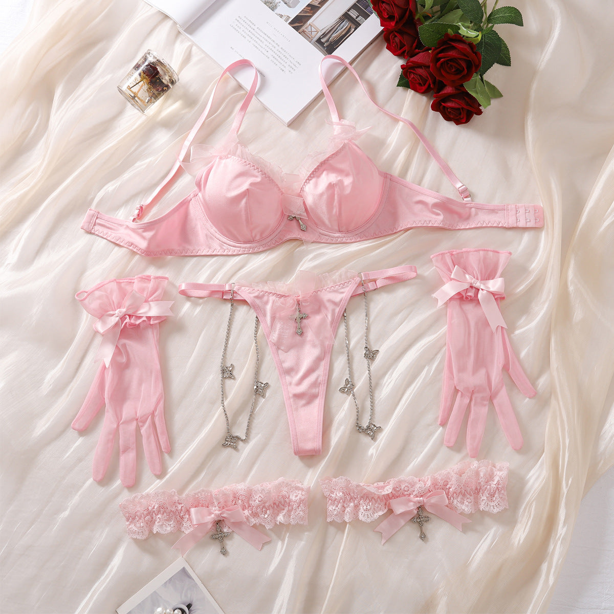 Elegant Lace Underwear Panties Four Piece Set