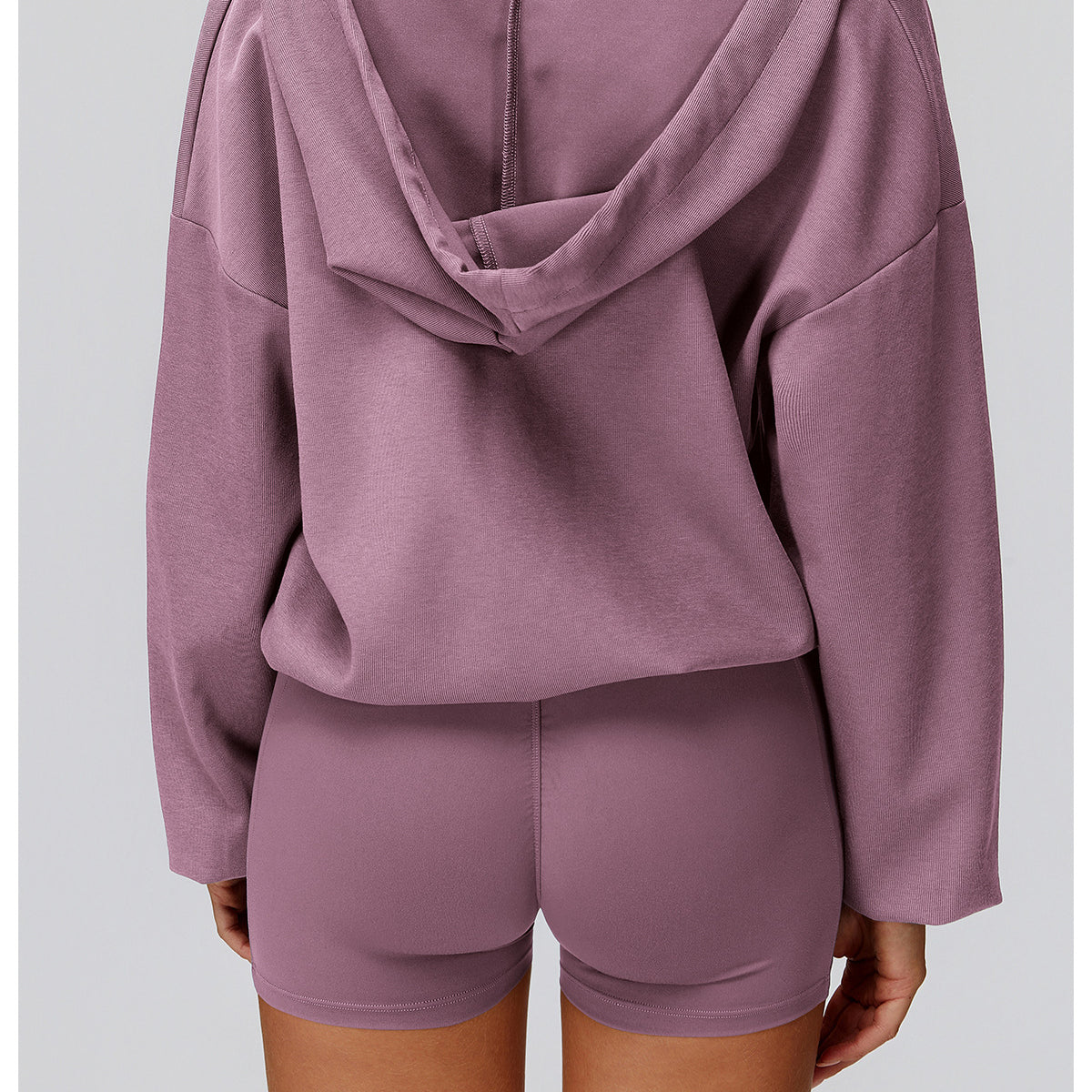 Lavender langry fashion hoodie and shorts set with drawstring