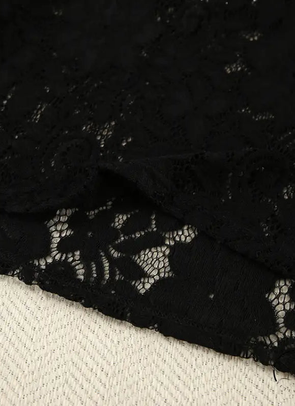 Black lace floral fabric for fashionable pajamas lace design slit shorts