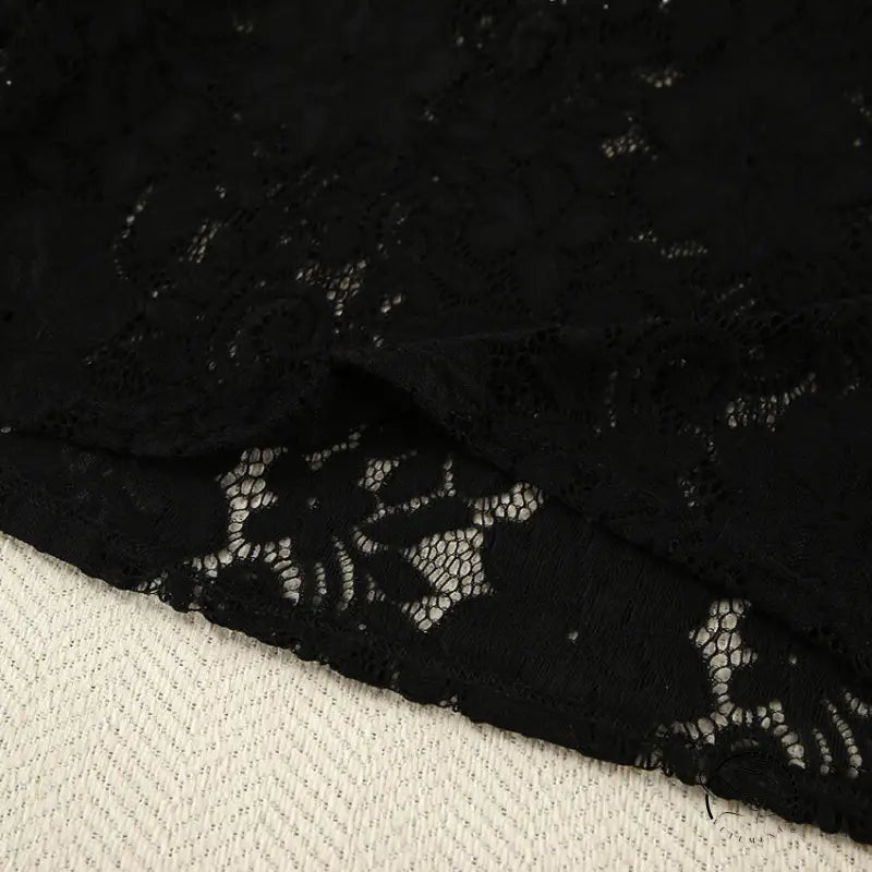 Black lace floral fabric for fashionable pajamas lace design slit shorts